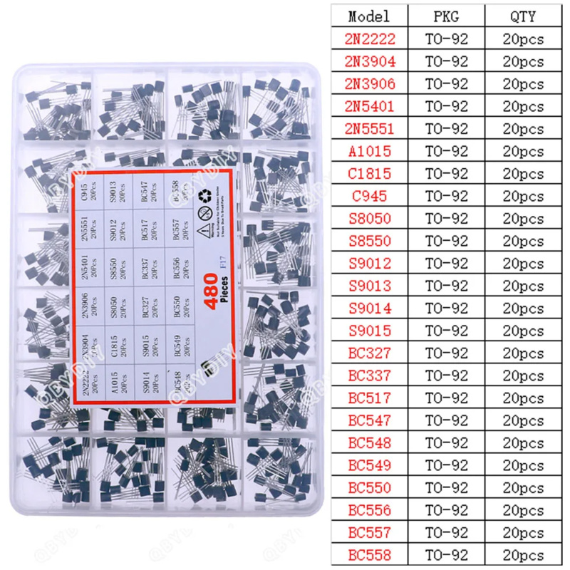 Mosfet Transistor Set - 480 Stuks 24 Types NPN PNP