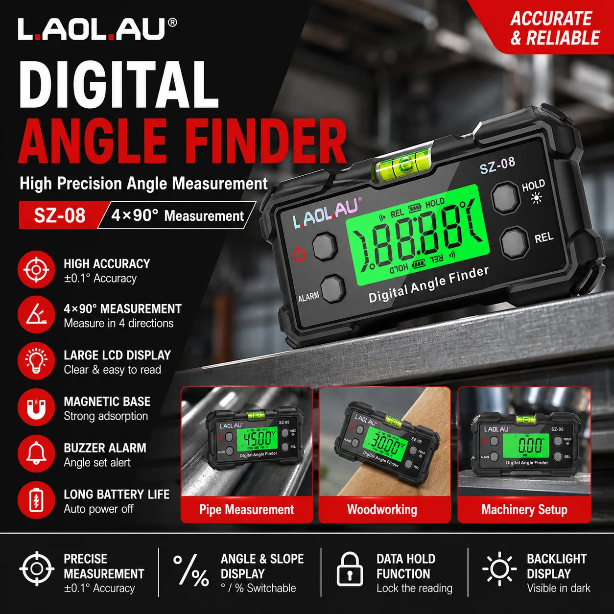 Useful Diy Electronics - Digitale hoekmeter met waterpas Magnetische elektronische