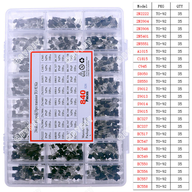 Mosfet Transistor Set - 840 stks 24 Waarden TO-92 PNP/NPN